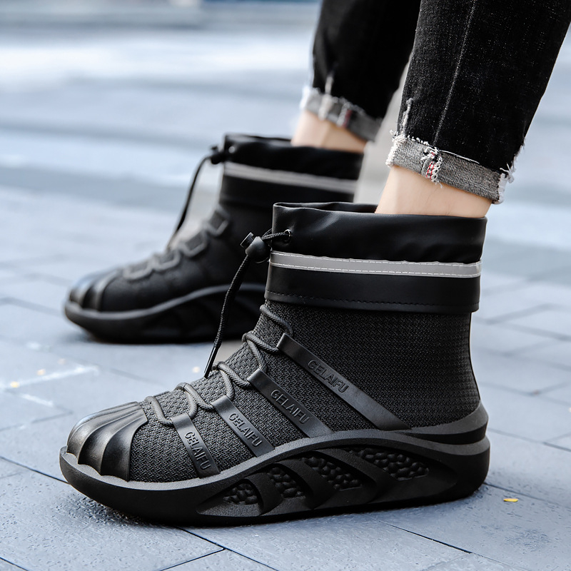 PVC ūdensnecaurlaidīgas lietus zābaki, vidēja augstuma, pretnoplīsināšanas zole, silta odere, EVA iekšējā zole