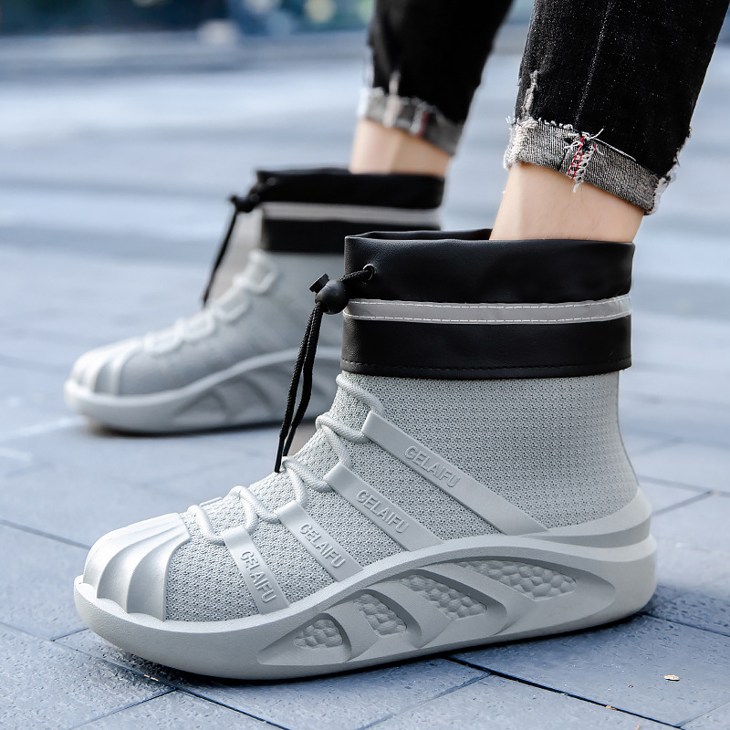 PVC ūdensnecaurlaidīgas lietus zābaki, vidēja augstuma, pretnoplīsināšanas zole, silta odere, EVA iekšējā zole