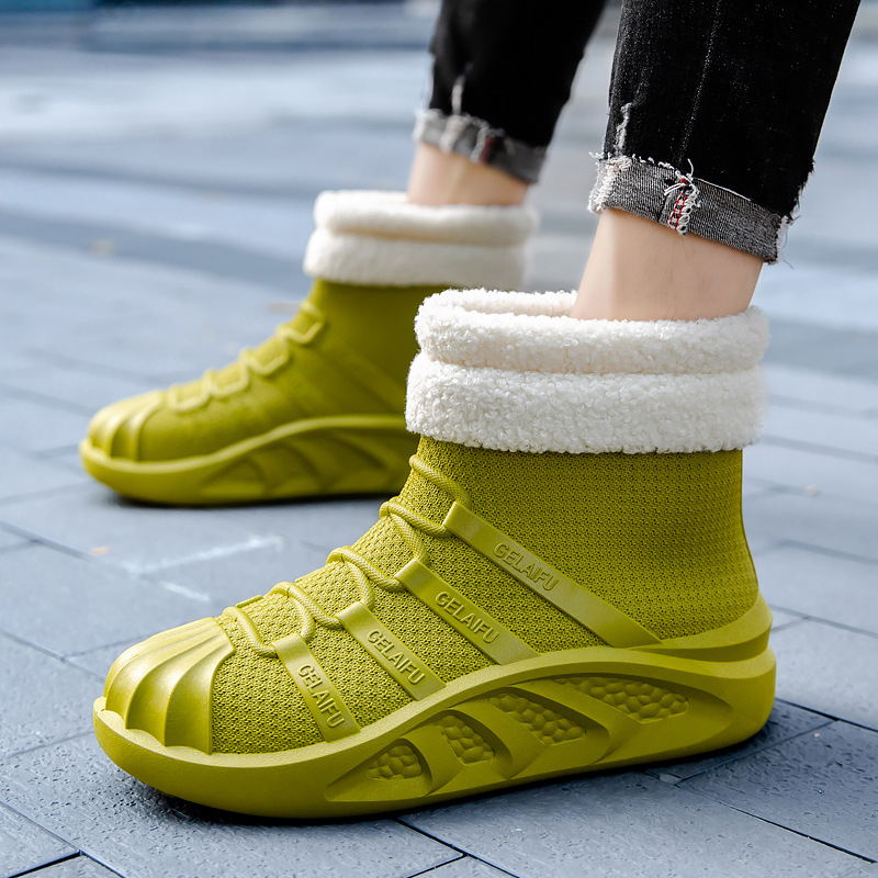 PVC ūdensnecaurlaidīgas lietus zābaki, vidēja augstuma, pretnoplīsināšanas zole, silta odere, EVA iekšējā zole