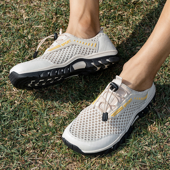 Pantofi de drumeție amfibii, partea superioară din plasă respirabilă, talpă din cauciuc antiaderentă, design jos, pentru drumeții pe malul apei