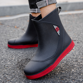 Vīriešu lietus zābaki, PVC augšdaļa, plastmasas zole, zemais augums, pretslīdēšanas, nodilumizturība