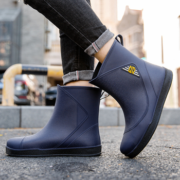 Vīriešu lietus zābaki, PVC augšdaļa, plastmasas zole, zemais augums, pretslīdēšanas, nodilumizturība