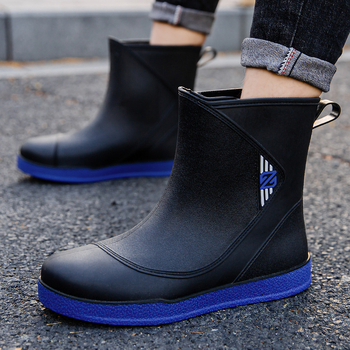 Vīriešu lietus zābaki, PVC augšdaļa, plastmasas zole, zemais augums, pretslīdēšanas, nodilumizturība