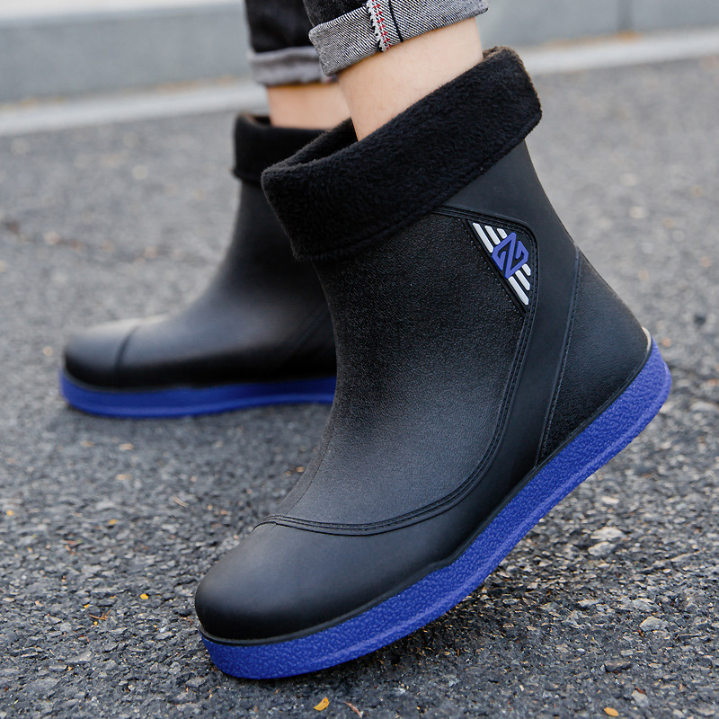 Vīriešu lietus zābaki, PVC augšdaļa, plastmasas zole, zemais augums, pretslīdēšanas, nodilumizturība