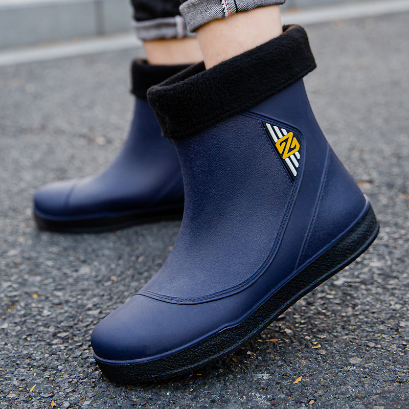 Vīriešu lietus zābaki, PVC augšdaļa, plastmasas zole, zemais augums, pretslīdēšanas, nodilumizturība