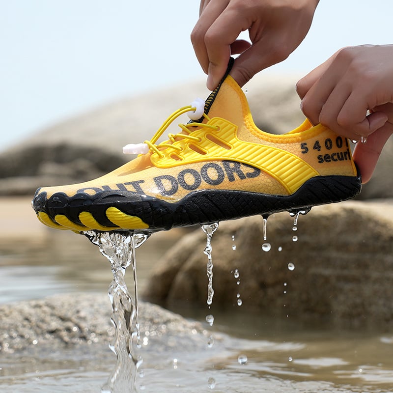 Pantofi pentru drumeții pe râu cu cinci degete – partea superioară din plasă, căptușeală interioară din plasă, talpă din cauciuc antiaderant, talpă intermediară din cauciuc, pentru sporturi în aer liber