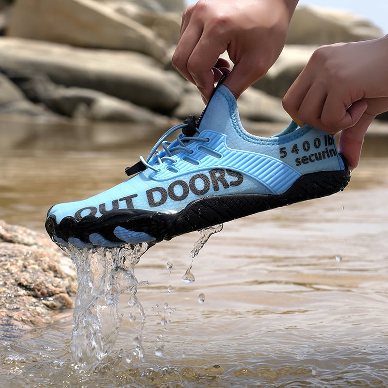 Pantofi pentru drumeții pe râu cu cinci degete – partea superioară din plasă, căptușeală interioară din plasă, talpă din cauciuc antiaderant, talpă intermediară din cauciuc, pentru sporturi în aer liber