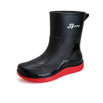 Vīriešu plastmasas lietuszābaki vidējā garuma, pretslidējošas zolītes, ūdensdroši, brīvā laika stilā, EVA zole