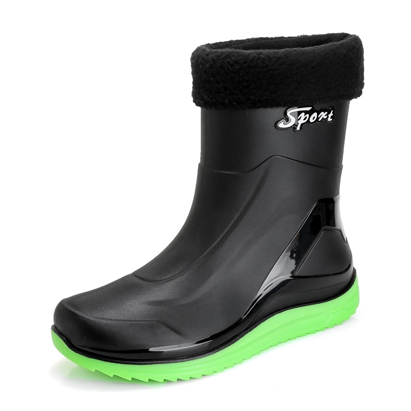 Vīriešu plastmasas lietuszābaki vidējā garuma, pretslidējošas zolītes, ūdensdroši, brīvā laika stilā, EVA zole