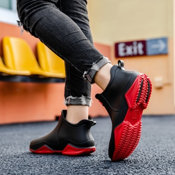 Unisex lietus zābaki, PVC augšdaļa, plastmasas zole, zemāks augums, pretslīdes zole