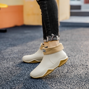 Unisex lietus zābaki, PVC augšdaļa, plastmasas zole, zemāks augums, pretslīdes zole