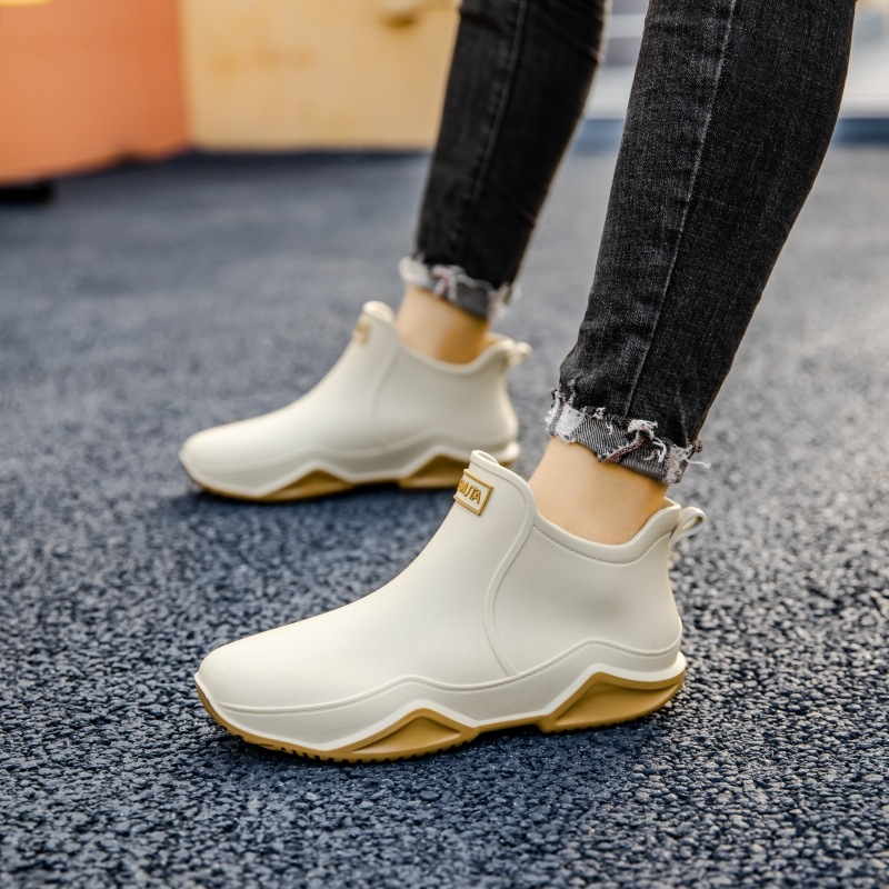 Unisex lietus zābaki, PVC augšdaļa, plastmasas zole, zemāks augums, pretslīdes zole