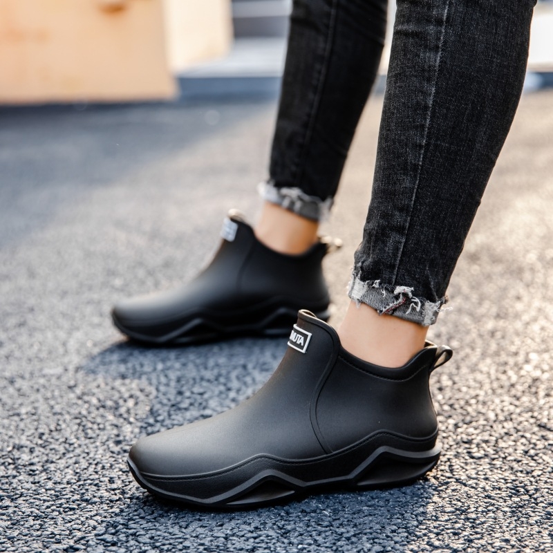 Unisex lietus zābaki, PVC augšdaļa, plastmasas zole, zemāks augums, pretslīdes zole
