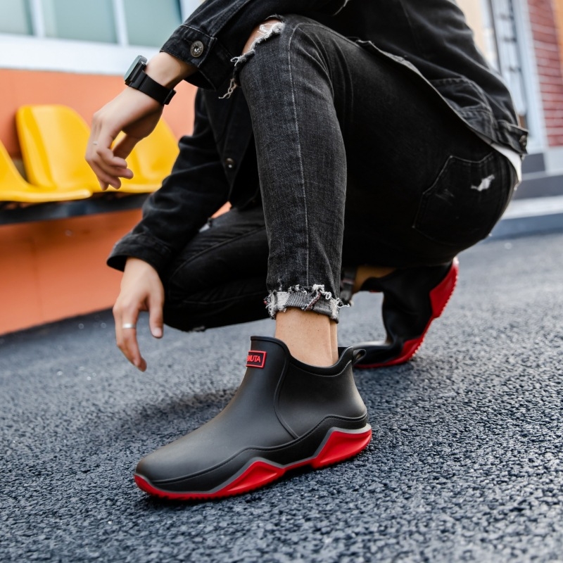 Unisex lietus zābaki, PVC augšdaļa, plastmasas zole, zemāks augums, pretslīdes zole