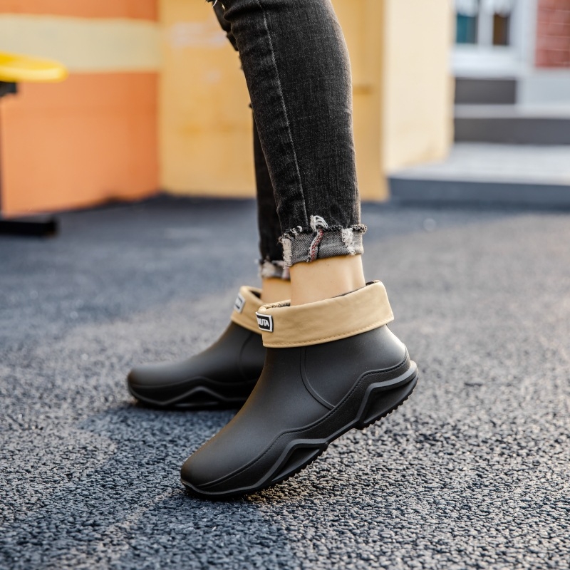 Unisex lietus zābaki, PVC augšdaļa, plastmasas zole, zemāks augums, pretslīdes zole