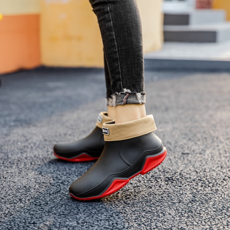 Unisex lietus zābaki, PVC augšdaļa, plastmasas zole, zemāks augums, pretslīdes zole