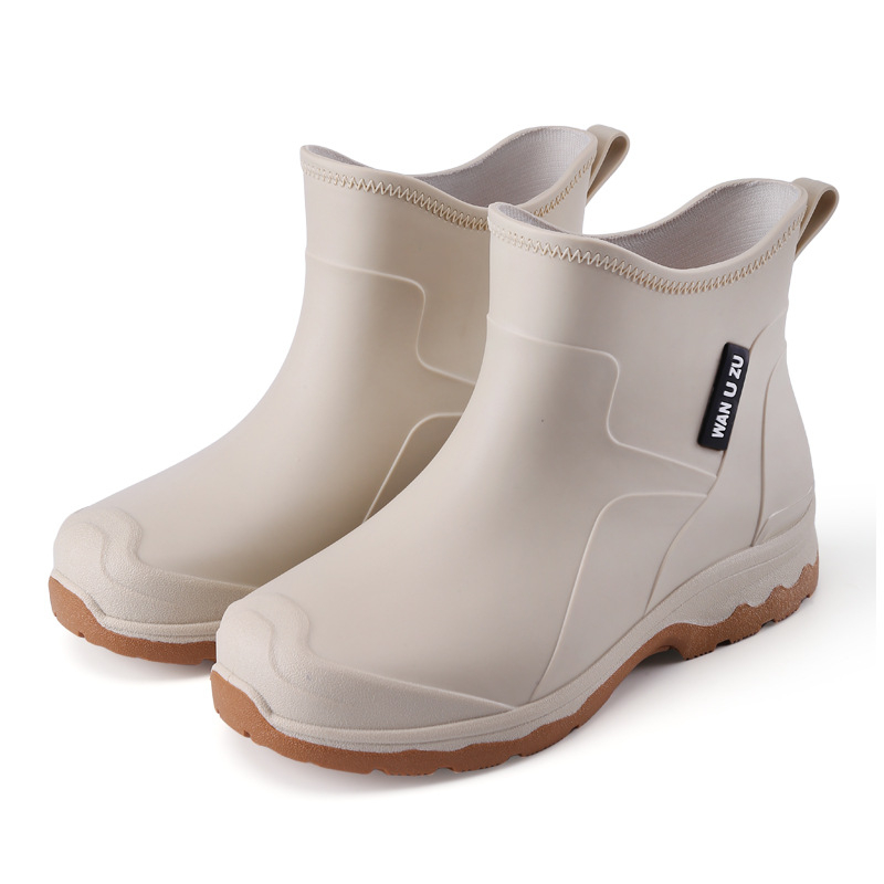 Vīriešu īsas lietus zābaki, PVC augšdaļa, ūdensizturīgi, pretslīdēšana, viegli, plastmasas zole
