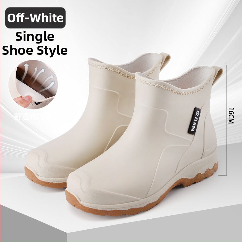 Vīriešu īsas lietus zābaki, PVC augšdaļa, ūdensizturīgi, pretslīdēšana, viegli, plastmasas zole
