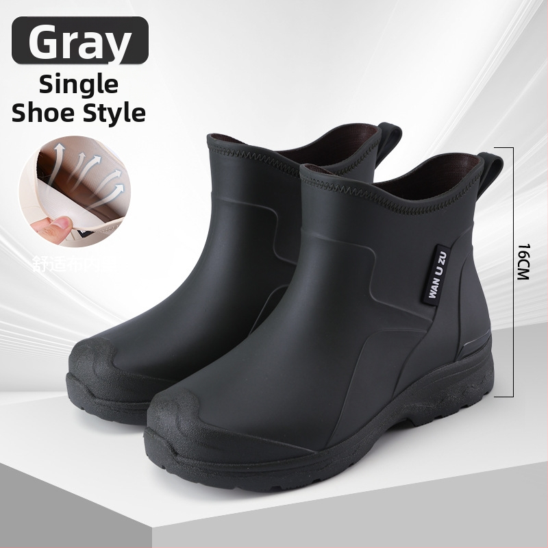 Vīriešu īsas lietus zābaki, PVC augšdaļa, ūdensizturīgi, pretslīdēšana, viegli, plastmasas zole