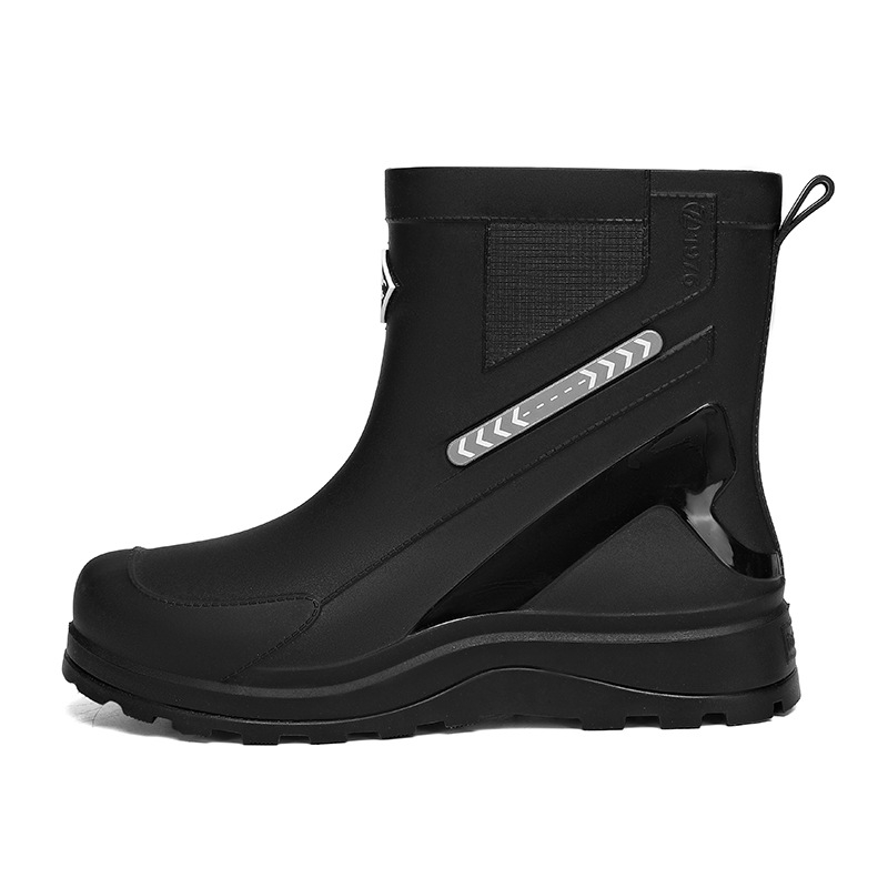 Vīriešu vidēja augstuma lietus zābaki, ūdensizturīgi, pretslīdes, nodilumizturīgi, viengabala zole