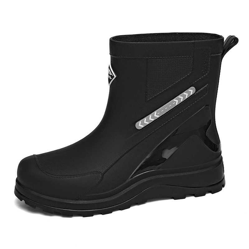 Vīriešu vidēja augstuma lietus zābaki, ūdensizturīgi, pretslīdes, nodilumizturīgi, viengabala zole