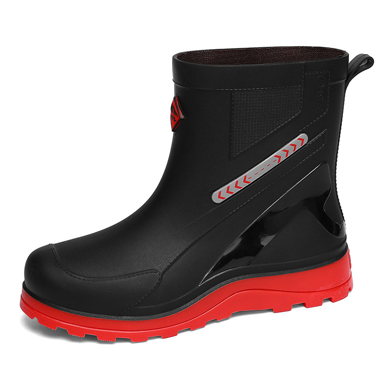 Vīriešu vidēja augstuma lietus zābaki, ūdensizturīgi, pretslīdes, nodilumizturīgi, viengabala zole