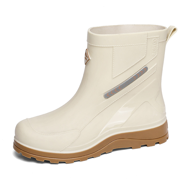 Vīriešu vidēja augstuma lietus zābaki, ūdensizturīgi, pretslīdes, nodilumizturīgi, viengabala zole