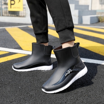 Muške vodootporne čizme za kišu, niskog profila, s fleece podstavom, protuklizna potplata, injekcijski oblikovanu potplatu