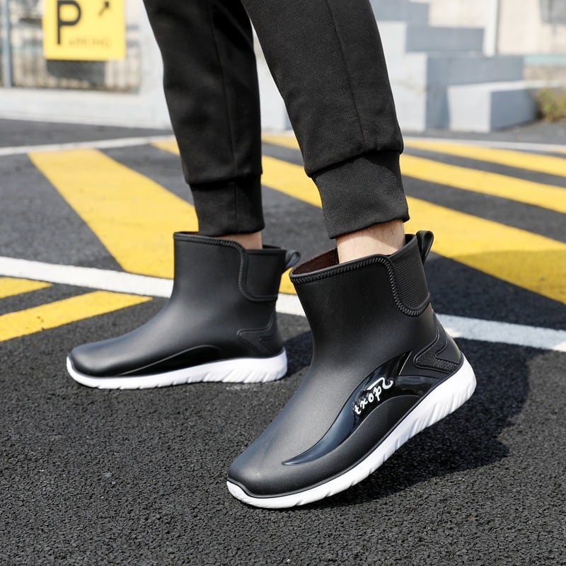 Muške vodootporne čizme za kišu, niskog profila, s fleece podstavom, protuklizna potplata, injekcijski oblikovanu potplatu