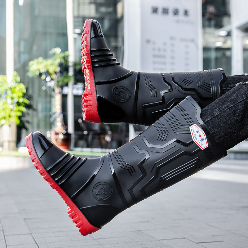 Ghete de ploaie unisex, înalte, pentru toate sezoanele, partea superioară din plastic, talpă din plastic, anti-derapante, rezistente la uzură, căptușite cu plasă