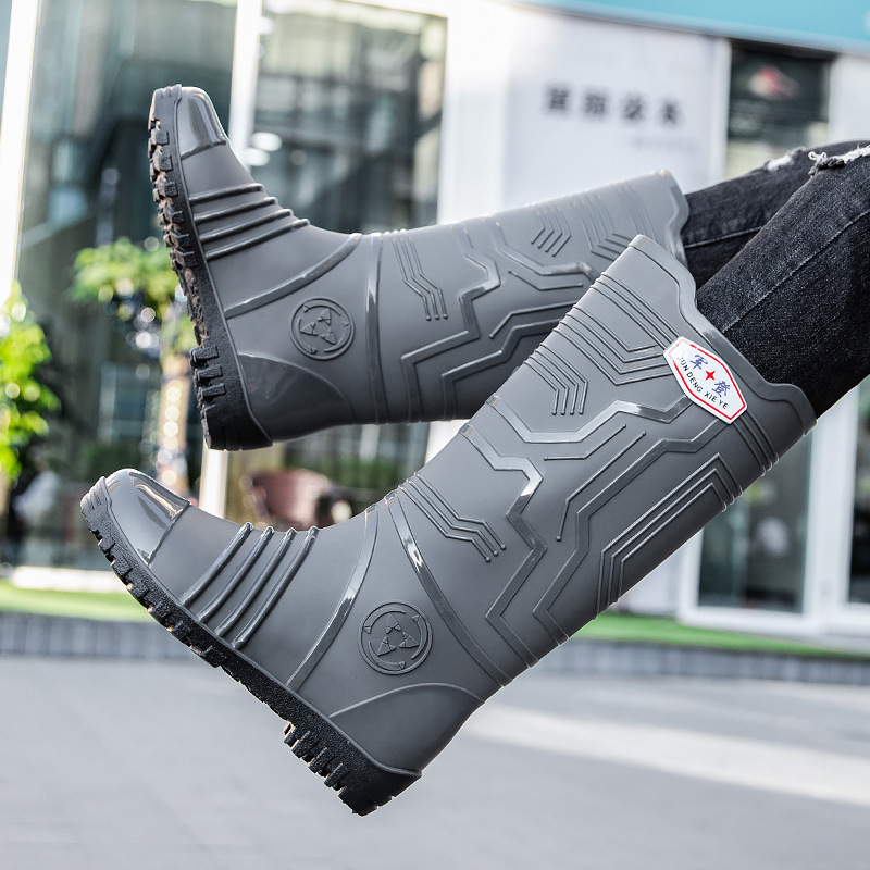 Ghete de ploaie unisex, înalte, pentru toate sezoanele, partea superioară din plastic, talpă din plastic, anti-derapante, rezistente la uzură, căptușite cu plasă