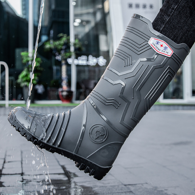 Ghete de ploaie unisex, înalte, pentru toate sezoanele, partea superioară din plastic, talpă din plastic, anti-derapante, rezistente la uzură, căptușite cu plasă