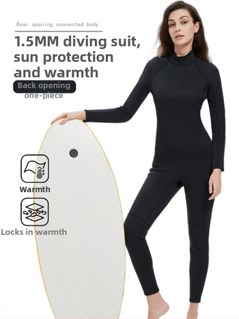 Sieviešu pilnais wetsuits, 1,5 mm, UV aizsardzība, ķīmisko šķiedru maisījums, niršana