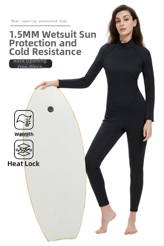 Sieviešu pilnais wetsuits, 1,5 mm, UV aizsardzība, ķīmisko šķiedru maisījums, niršana