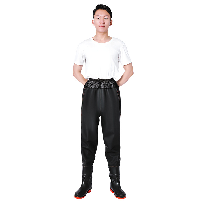 PVC makšķerēšanas apģērbs: pilnīgi ūdensnecaurlaidīgas bikses un lietus jaka, 2 kabatas, bez glābšanas vestes