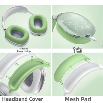 AirPods Max kaitsekott silikoonist ja TPU-st, poolläbipaistev, universaalne, süstvormimine, kohandatav