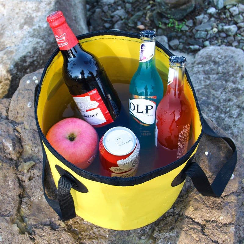 Lahutatav välistes kasutamiseks näo- ja jala pesemise ämber, kalastamiseks ja veesalvestuseks; materjal: 600D PVC võrgukangas; kaal umbes 0,3 kg; turule tuleb 2024 kevadel