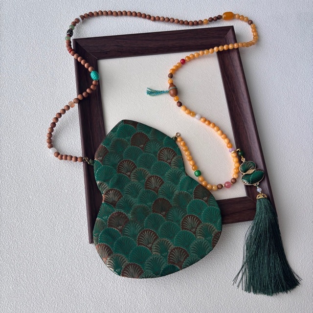 Τσάντα κινητού με φούντα, κέντημα Song Brocade, κινεζικού στυλ, οβάλ σχήμα, βαμβακερό ύφασμα με φέροντα επένδυση, Άνοιξη 2025