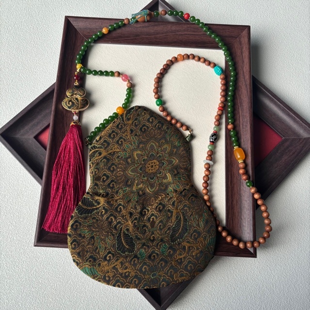 Τσάντα κινητού με φούντα, κέντημα Song Brocade, κινεζικού στυλ, οβάλ σχήμα, βαμβακερό ύφασμα με φέροντα επένδυση, Άνοιξη 2025