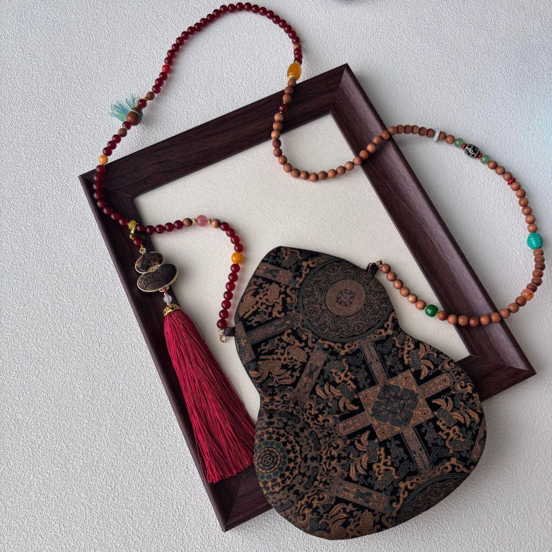 Τσάντα κινητού με φούντα, κέντημα Song Brocade, κινεζικού στυλ, οβάλ σχήμα, βαμβακερό ύφασμα με φέροντα επένδυση, Άνοιξη 2025