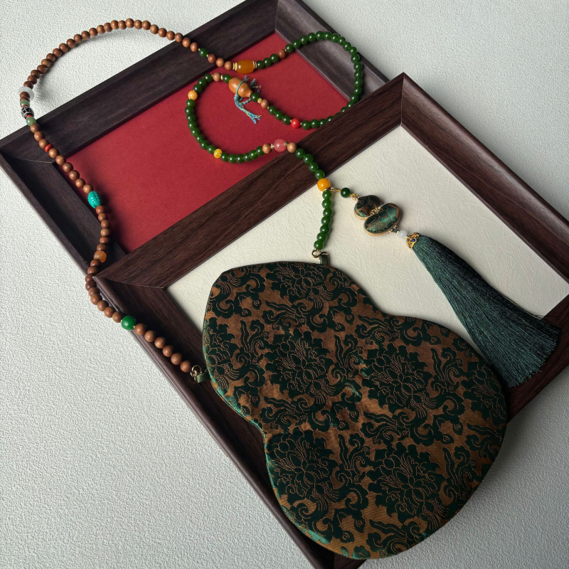 Τσάντα κινητού με φούντα, κέντημα Song Brocade, κινεζικού στυλ, οβάλ σχήμα, βαμβακερό ύφασμα με φέροντα επένδυση, Άνοιξη 2025