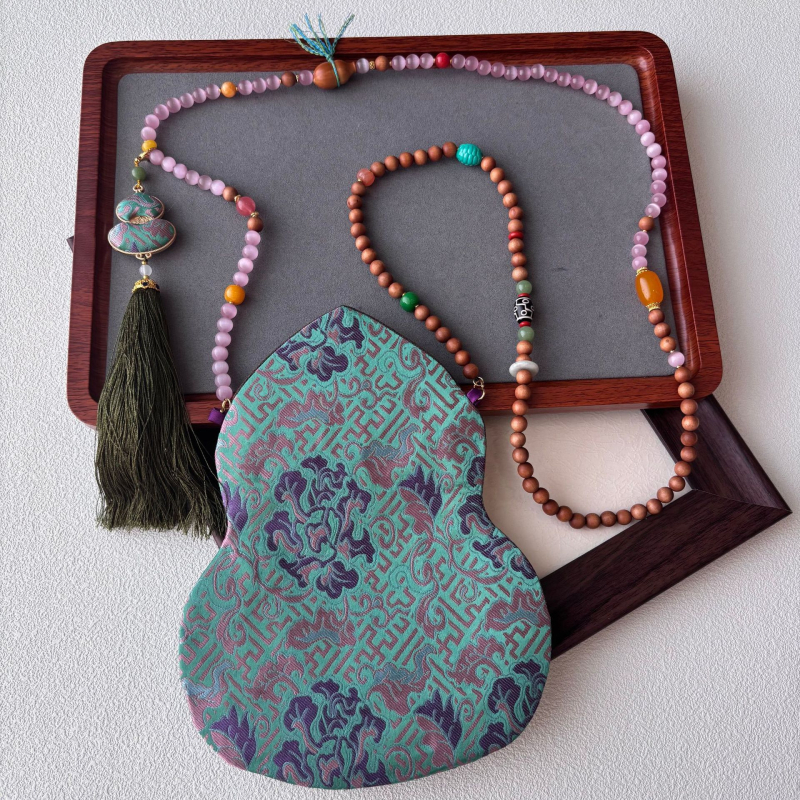 Τσάντα κινητού με φούντα, κέντημα Song Brocade, κινεζικού στυλ, οβάλ σχήμα, βαμβακερό ύφασμα με φέροντα επένδυση, Άνοιξη 2025