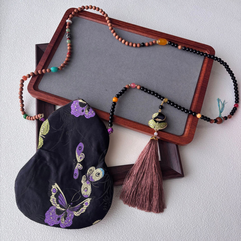 Τσάντα κινητού με φούντα, κέντημα Song Brocade, κινεζικού στυλ, οβάλ σχήμα, βαμβακερό ύφασμα με φέροντα επένδυση, Άνοιξη 2025