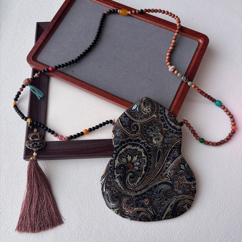 Τσάντα κινητού με φούντα, κέντημα Song Brocade, κινεζικού στυλ, οβάλ σχήμα, βαμβακερό ύφασμα με φέροντα επένδυση, Άνοιξη 2025