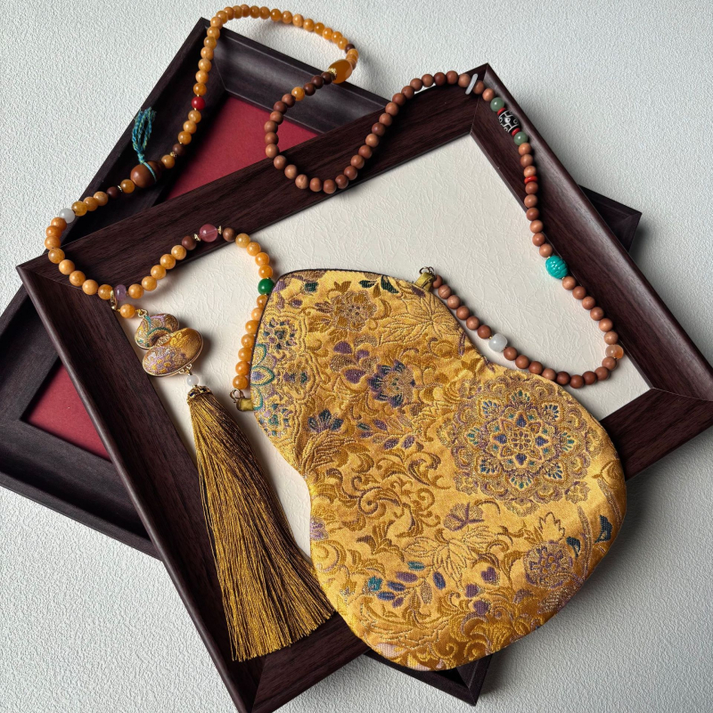 Τσάντα κινητού με φούντα, κέντημα Song Brocade, κινεζικού στυλ, οβάλ σχήμα, βαμβακερό ύφασμα με φέροντα επένδυση, Άνοιξη 2025