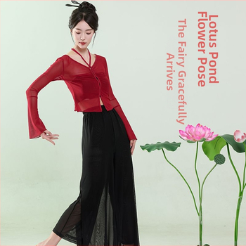 mo'leng Universālais top no Chenille-Spandex tīklu auduma ar trompetes piedurknēm etniskajām dejām, pavasaris 2025