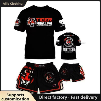 Muay Thai majica s dizajnom tigrove glave, brzo se suši, kratki rukavi, za MMA, UFC i Sanda