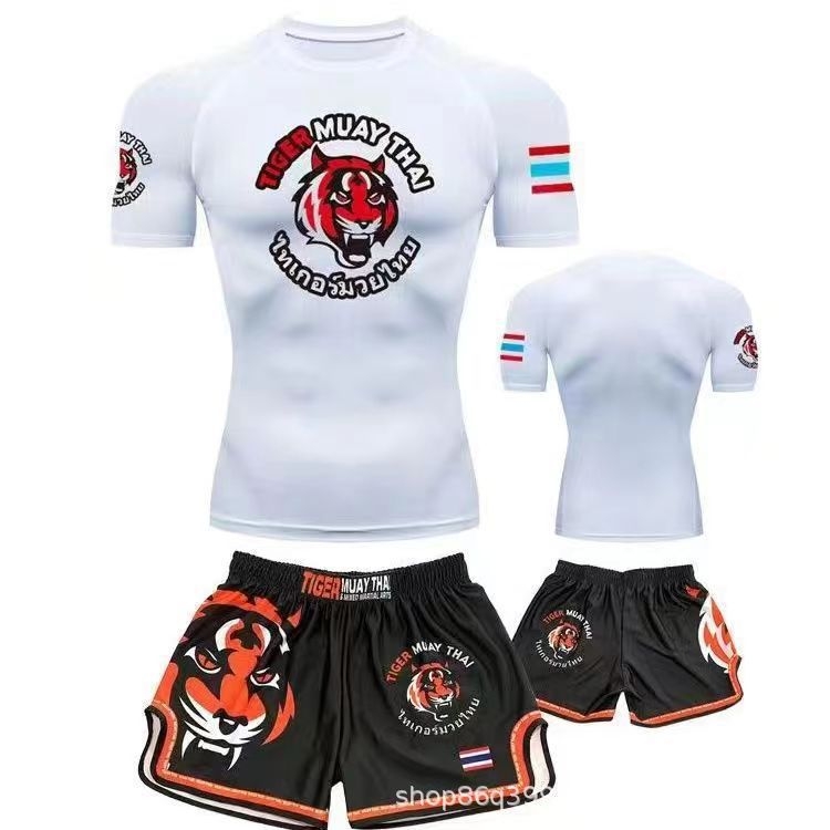 Muay Thai majica s dizajnom tigrove glave, brzo se suši, kratki rukavi, za MMA, UFC i Sanda