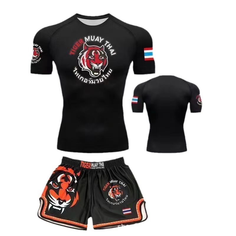 Muay Thai majica s dizajnom tigrove glave, brzo se suši, kratki rukavi, za MMA, UFC i Sanda