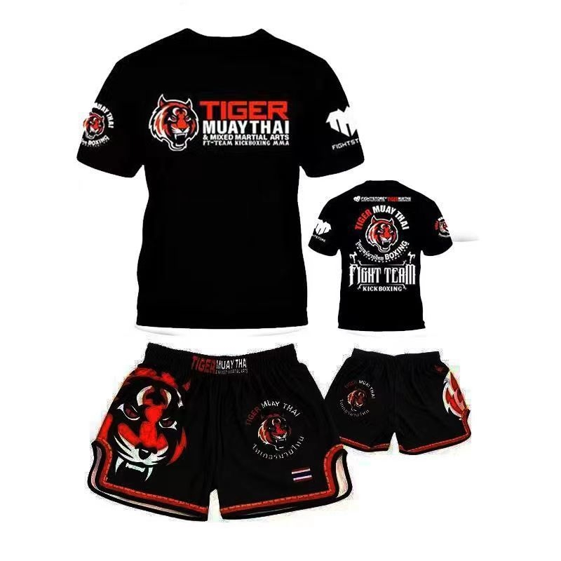 Muay Thai majica s dizajnom tigrove glave, brzo se suši, kratki rukavi, za MMA, UFC i Sanda